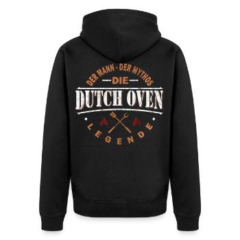 Dutch Oven Dopfen Grillen Grillmeister - Unisex Premium Bio Zip Hoodie - Schwarz - Hinten - Nico (187cm)