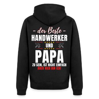 Lustiges Handwerk Heimwerker Papa Väter - Unisex Premium Bio Zip Hoodie - Schwarz - Hinten - Nico (187cm)