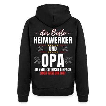 Heimwerker Opa - Handwerker Tüftler - Heimwerker - Unisex Premium Bio Zip Hoodie - Schwarz - Hinten - Nico (187cm)