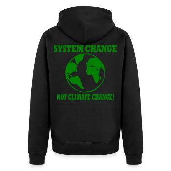 system change not climate change - Unisex Premium Bio Zip Hoodie - Schwarz - Hinten - Nico (187cm)