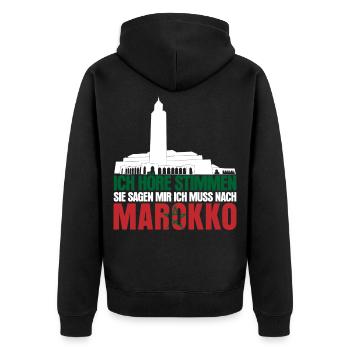 Marokko Amazigh Urlaub Spruch Morocco - Unisex Premium Bio Zip Hoodie - Schwarz - Hinten - Nico (187cm)