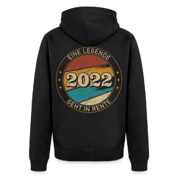 Rentner 2022 Eine Legende Geht In Rente Männer - Unisex Premium Bio Zip Hoodie - Schwarz - Hinten - Nico (187cm)