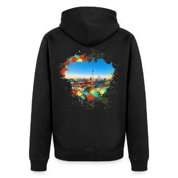 Berlin Germany City Skyline Home Splash - Unisex Premium Organic Zip Hoodie - black - Back - Nico (187cm)
