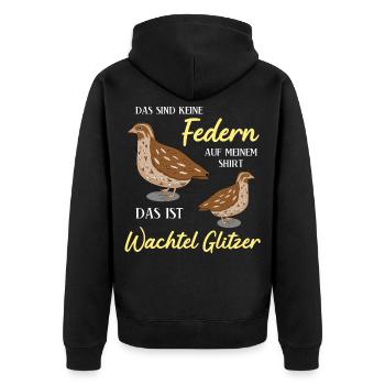 Wachteln Federn Wachtel - Unisex Premium Bio Zip Hoodie - Schwarz - Hinten - Nico (187cm)