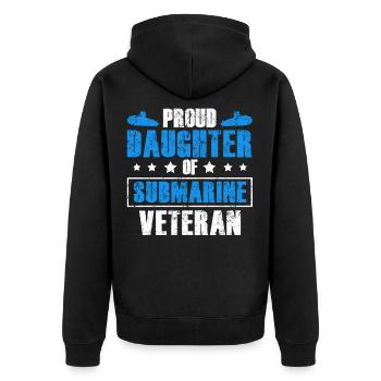 Proud Daughter Submarine Veteran Navy Submariner - Unisex Premium Organic Zip Hoodie - black - Back - Nico (187cm)
