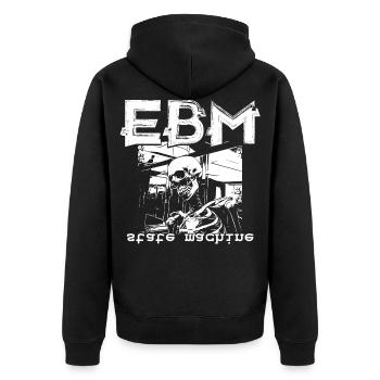 EBM Gothic Skelett - Unisex Premium Bio Zip Hoodie - Schwarz - Hinten - Nico (187cm)