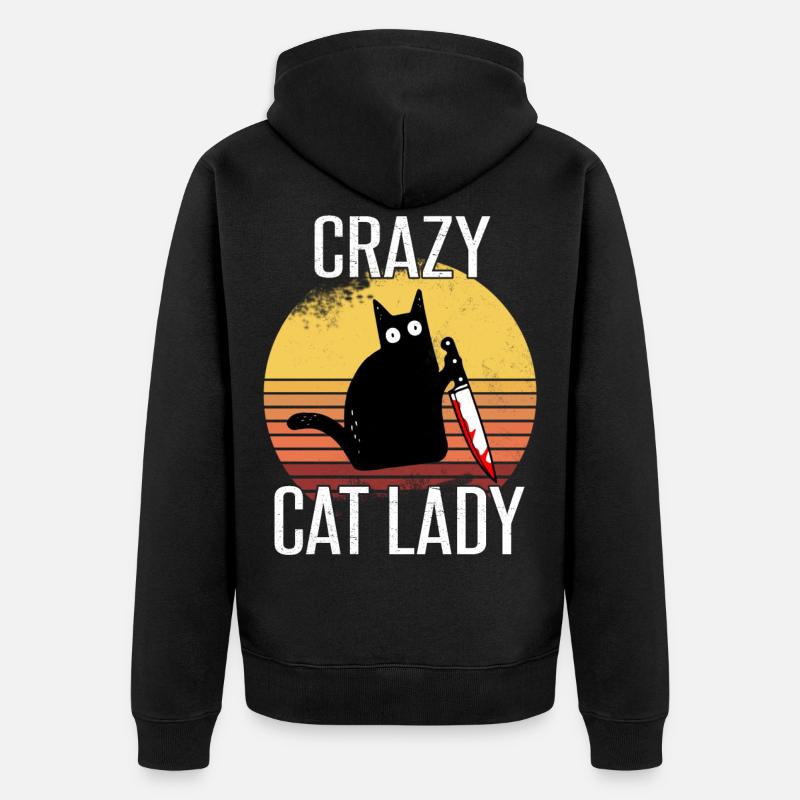 Crazy Cat Lady - Veste à capuche bio Premium Unisexe - noir