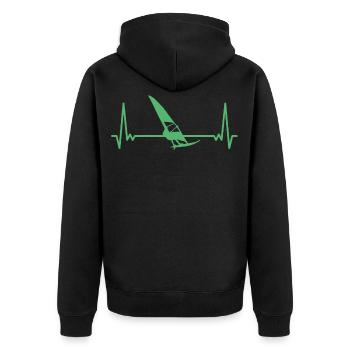 Windsurfer EKG Herzschlag Windsurfen Windsurfing - Unisex Premium Bio Zip Hoodie - Schwarz - Hinten - Nico (187cm)