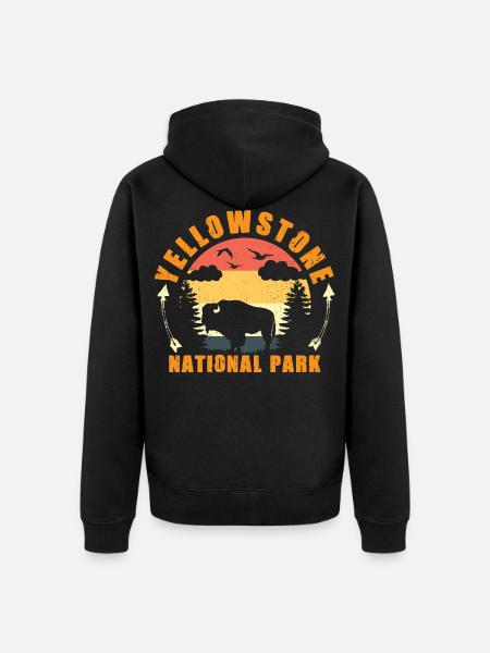 Yellowstone National Park Bison - Unisex Premium Organic Zip Hoodie - black