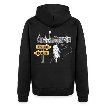 Düsseldorf Köln Deutschland Stadt Skyline Heimat - Unisex Premium Bio Zip Hoodie - Schwarz - Hinten - Nico (187cm)