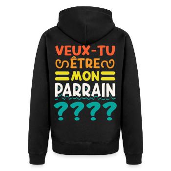 Veux Tu Etre Mon Parrain - Veste à capuche bio Premium Unisexe - noir - Dos - Nico (187cm)