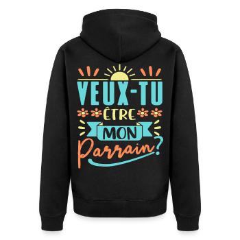 Veux Tu Etre Mon Parrain - Veste à capuche bio Premium Unisexe - noir - Dos - Nico (187cm)
