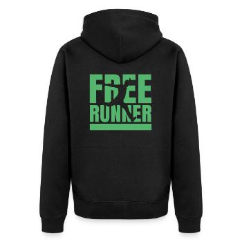 Free Runner Parkour Freerunning Parkour Runner - Unisex Premium Organic Zip Hoodie - black - Back - Nico (187cm)