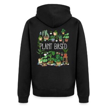 Plant Based - Unisex Premium Organic Zip Hoodie - black - Back - Nico (187cm)