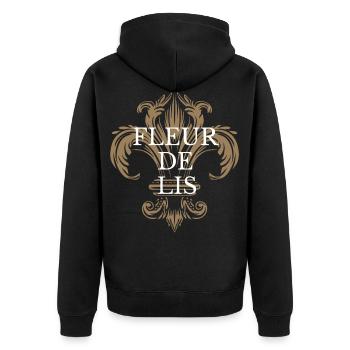 Fleur de Lis - Unisex Premium Organic Zip Hoodie - black - Back - Nico (187cm)