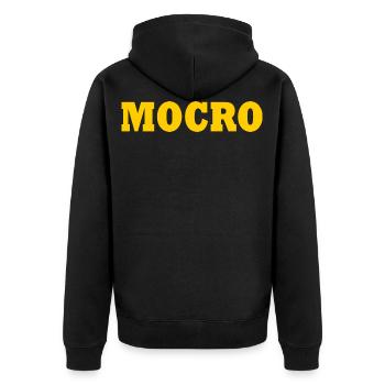 Mocro - Unisex Premium Bio Zip Hoodie - Schwarz - Hinten - Nico (187cm)