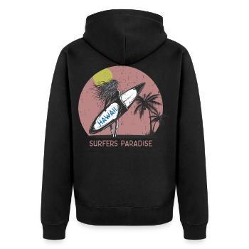 Hawaii Surffers Paradise Surf Girl Sunset Vintage - Veste à capuche bio Premium Unisexe - noir - Dos - Nico (187cm)