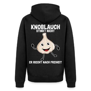 Knoblauch Knobi Knoblauchzehen Garlic - Unisex Premium Bio Zip Hoodie - Schwarz - Hinten - Nico (187cm)