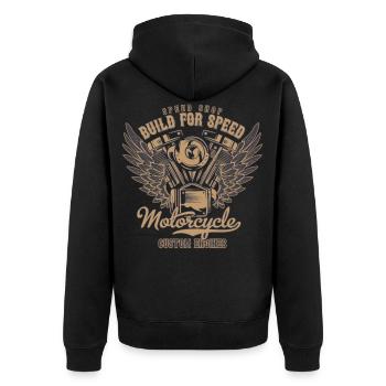 Chopper Bobber moto . Motocyclistes . Biker - Veste à capuche bio Premium Unisexe - noir - Dos - Nico (187cm)