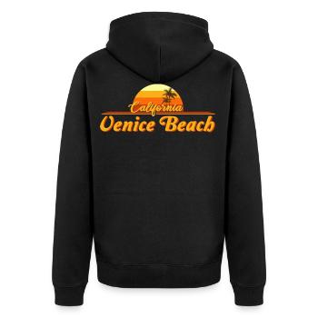 California Venice Beach Retro Sunset - Veste à capuche bio Premium Unisexe - noir - Dos - Nico (187cm)