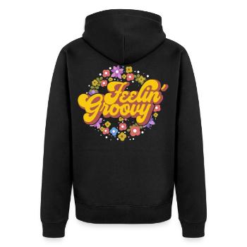 California Feelin Groovy Flower Power Retro - Unisex Premium Bio Zip Hoodie - Schwarz - Hinten - Nico (187cm)