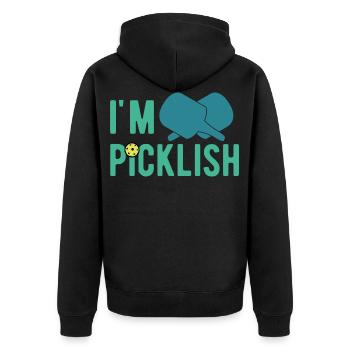 Pickleballs Pickleball - Unisex Premium Bio Zip Hoodie - Schwarz - Hinten - Nico (187cm)