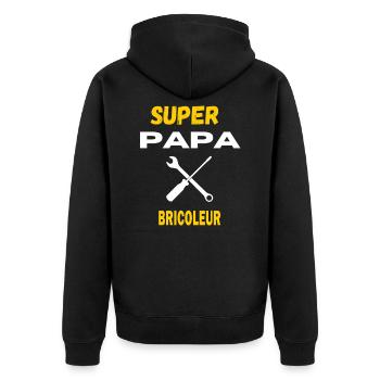 super papa BRICOLEUR citation - Veste à capuche bio Premium Unisexe - noir - Dos - Nico (187cm)