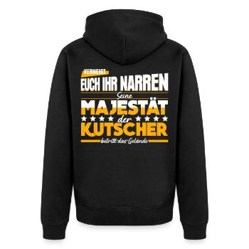 Kutsche Pferdekutsche Witz Kutscher - Unisex Premium Bio Zip Hoodie - Schwarz - Hinten - Nico (187cm)