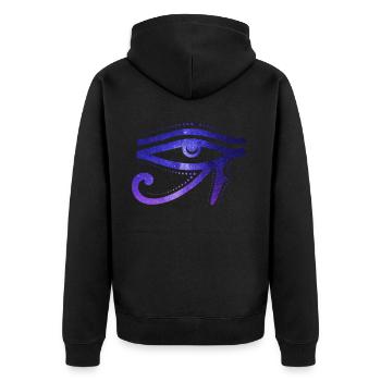 Kosmisches Auge Des Ra Ägyptische Hieroglyphe - Unisex Premium Bio Zip Hoodie - Schwarz - Hinten - Nico (187cm)