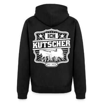 Kutsche Pferdekutsche Du Nix Kutscher - Unisex Premium Bio Zip Hoodie - Schwarz - Hinten - Nico (187cm)