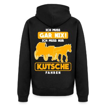 Kutsche Pferdekutsche Pferd Kutscher - Unisex Premium Bio Zip Hoodie - Schwarz - Hinten - Nico (187cm)