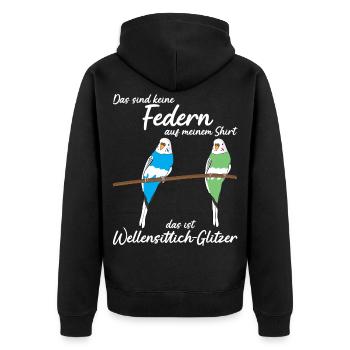 Wellensittiche Federn Wellensittich - Unisex Premium Bio Zip Hoodie - Schwarz - Hinten - Nico (187cm)