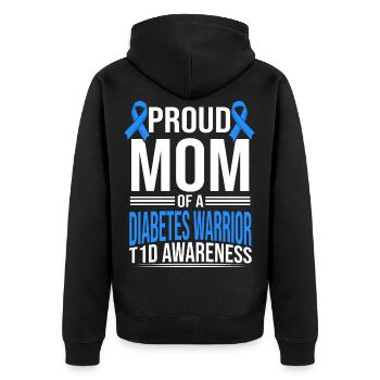 Proud Mom Of A Diabetes Warrior T1D Awareness Supp - Unisex Premium Bio Zip Hoodie - Schwarz - Hinten - Nico (187cm)