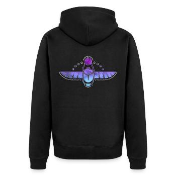 Egyptian Scarab Sacred Geometry Moon Phases - Unisex Premium Organic Zip Hoodie - black - Back - Nico (187cm)