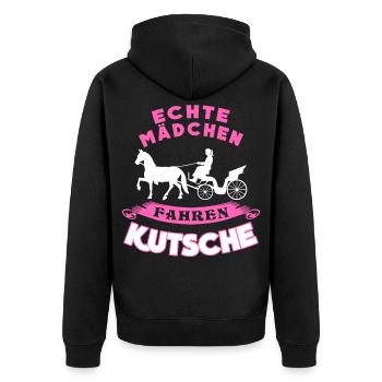 Kutsche Mädchen Pferdekutsche Kutscher - Unisex Premium Bio Zip Hoodie - Schwarz - Hinten - Nico (187cm)