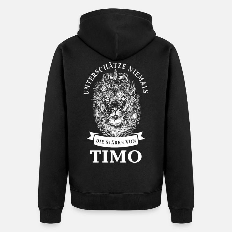 Timo Geschenk Name Löwe - Unisex Premium Bio Zip Hoodie - Schwarz