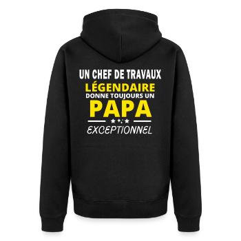 CHEF DE TRAVAUX légendaire drôle papa exceptionnel - Veste à capuche bio Premium Unisexe - noir - Dos - Nico (187cm)
