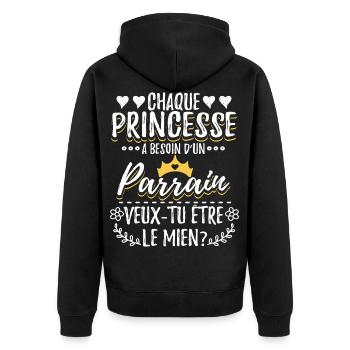 Veux Tu Etre Mon Parrain - Veste à capuche bio Premium Unisexe - noir - Dos - Nico (187cm)