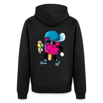 Coole Eiskreme Eis Lustiger Cartoon Kinder - Unisex Premium Bio Zip Hoodie - Schwarz - Hinten - Nico (187cm)