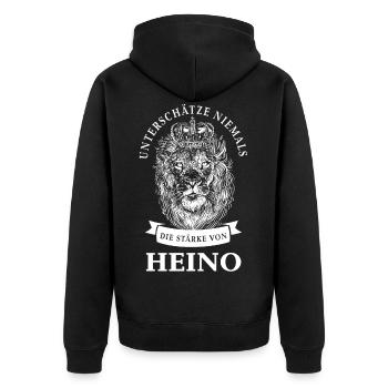 Heino Geschenk Name Löwe - Unisex Premium Bio Zip Hoodie - Schwarz - Hinten - Nico (187cm)