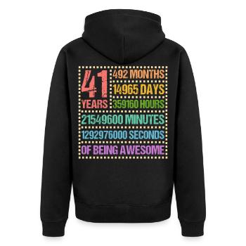 41 Years Forty-One Birthday Gift - Unisex Premium Organic Zip Hoodie - black - Back - Nico (187cm)