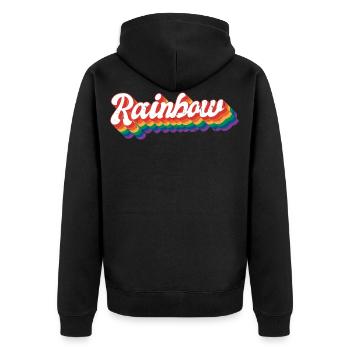 LGBT Rainbow Color Vintage - Unisex Premium Bio Zip Hoodie - Schwarz - Hinten - Nico (187cm)