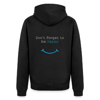 Don't forget to be happy - Unisex Premium Bio Zip Hoodie - Schwarz - Hinten - Nico (187cm)