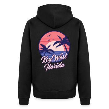 Key West Florida Sunset Beach Sommer Seawaves - Unisex Premium Bio Zip Hoodie - Schwarz - Hinten - Nico (187cm)