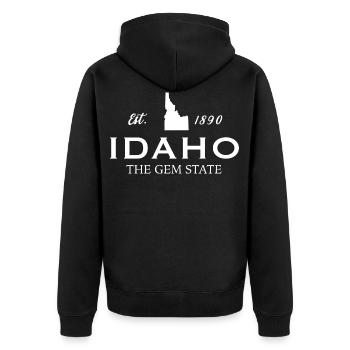 Idaho Est 1890 The Gem State US - Veste à capuche bio Premium Unisexe - noir - Dos - Nico (187cm)