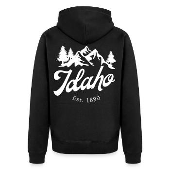 Idaho Mountains - Unisex Premium Organic Zip Hoodie - black - Back - Nico (187cm)
