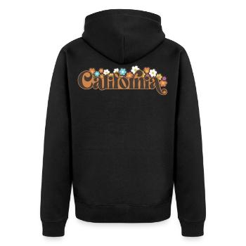California Retro Style with Flowers - Unisex Premium Organic Zip Hoodie - black - Back - Nico (187cm)