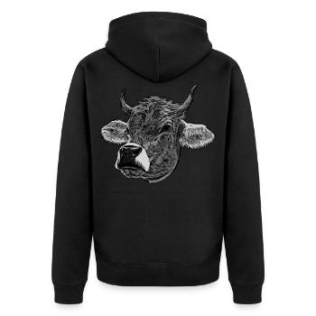 Vache bovin agriculteur animal motif sur l’impression motif animal - Veste à capuche bio Premium Unisexe - noir - Dos - Nico (187cm)