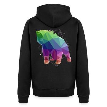 Bär Braunbär Wildnis - Unisex Premium Bio Zip Hoodie - Schwarz - Hinten - Nico (187cm)