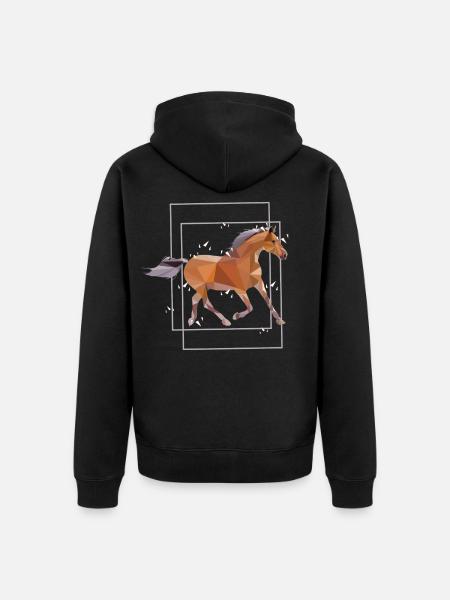 Reiten Pferdemädchen Reiterhof - Unisex Premium Bio Zip Hoodie - Schwarz